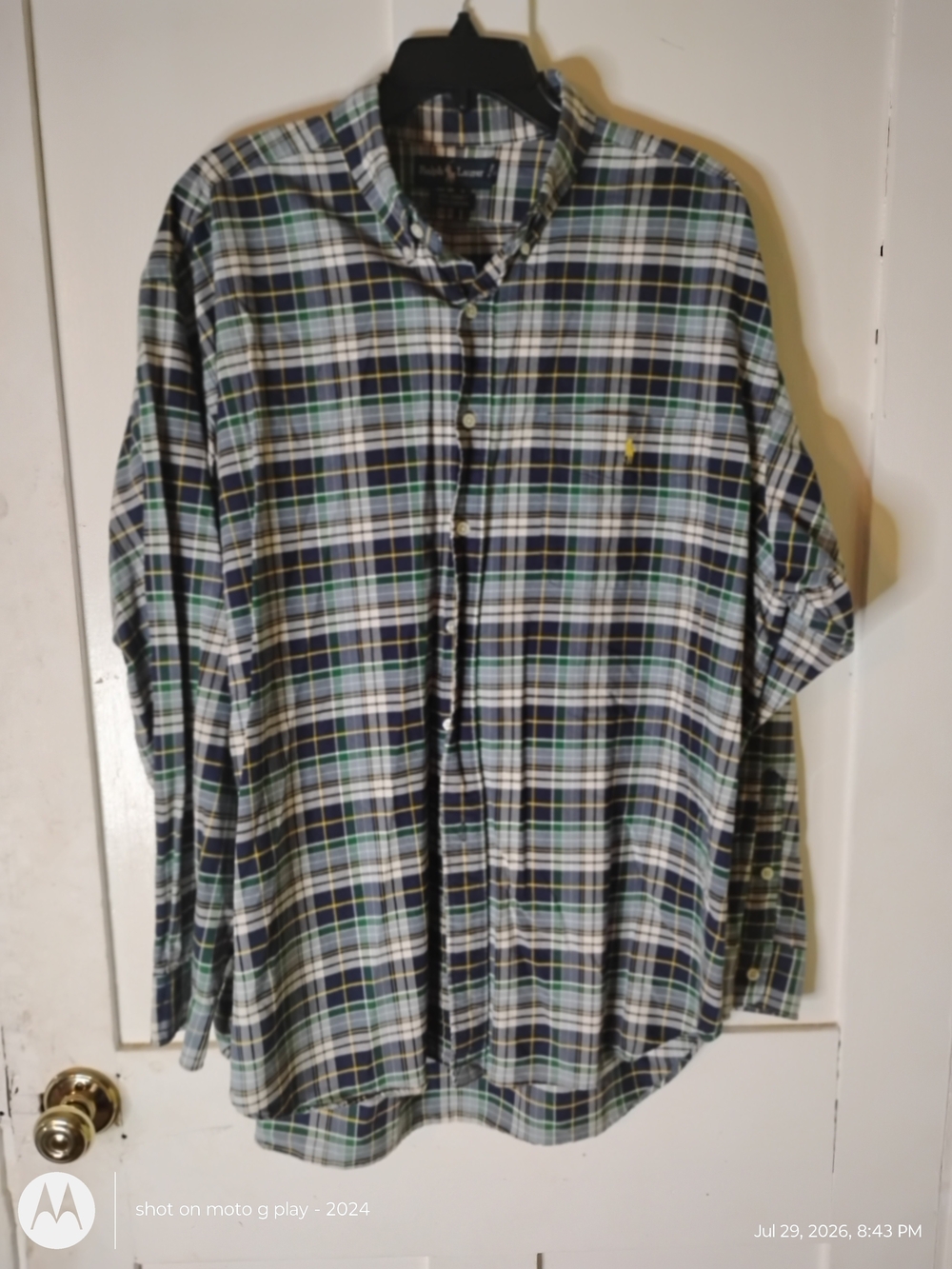 Polo by Ralph Lauren Navy, Green & White Plaid Button-Down Shirt